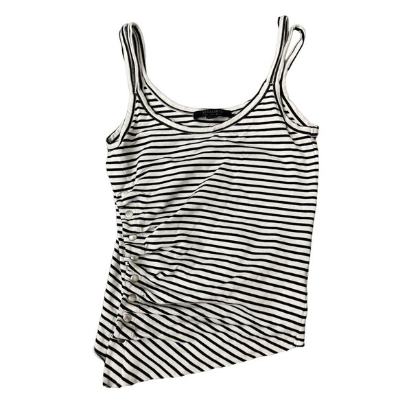 AllSaints Hatti Striped Cami Ruched Black White Stripe US 0 $44 NWOT Boho - Picture 6 of 14